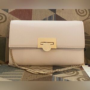 NWT Ted Baker London Parisa Beige Gold Chain Crossbody Bag Purse Clutch New